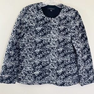 Ann Taylor Black Marled Wool Blend Zip-Up Blazer